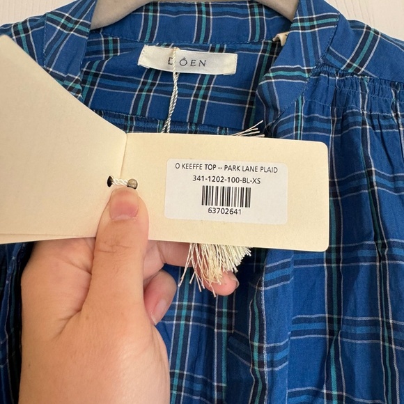 NWT DOEN O'Keeffe Top in Park Lane Plaid XS - Picture 10 of 13